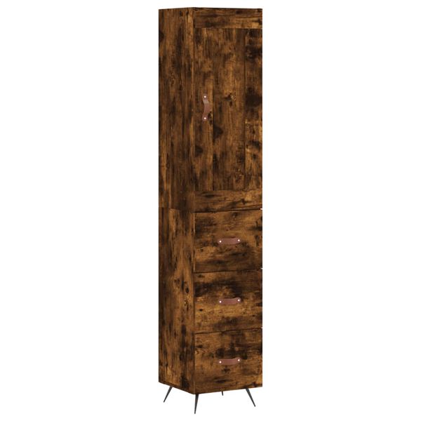vidaXL Buffet haut Ch&ecirc;ne fum&eacute; 34,5x34x180 cm Bois d'ing&eacute;nierie