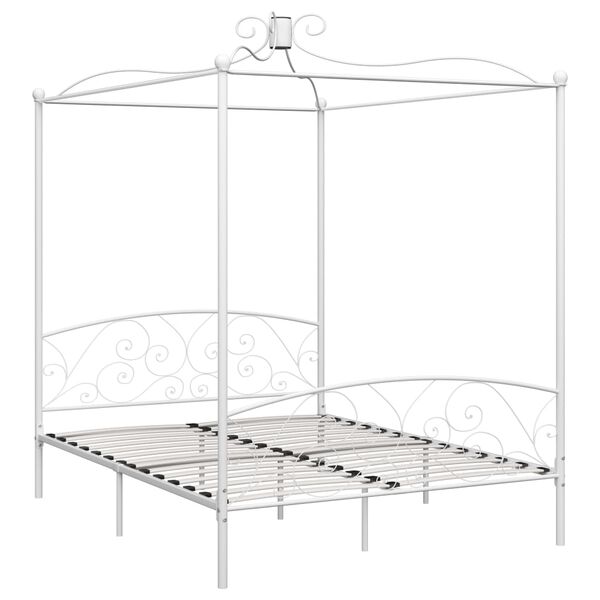 vidaXL Cadre de lit à baldaquin sans matelas blanc métal 180x200 cm