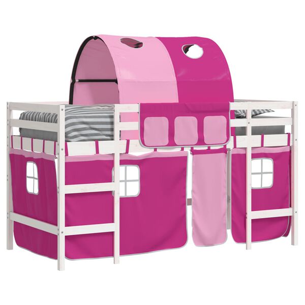 vidaXL Lit mezzanine enfants avec tunnel sans matelas rose 90x200 cm