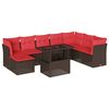 vidaXL Ensemble de canap&eacute; de jardin 9 pcs avec coussins marron r&eacute;sine tress&eacute;e
