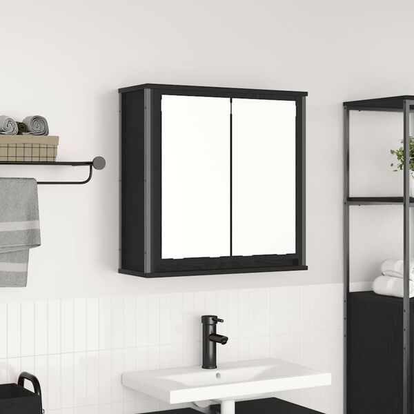 vidaXL Armoire murale de salle de bain miroir ch&ecirc;ne noir 60x21x60 cm