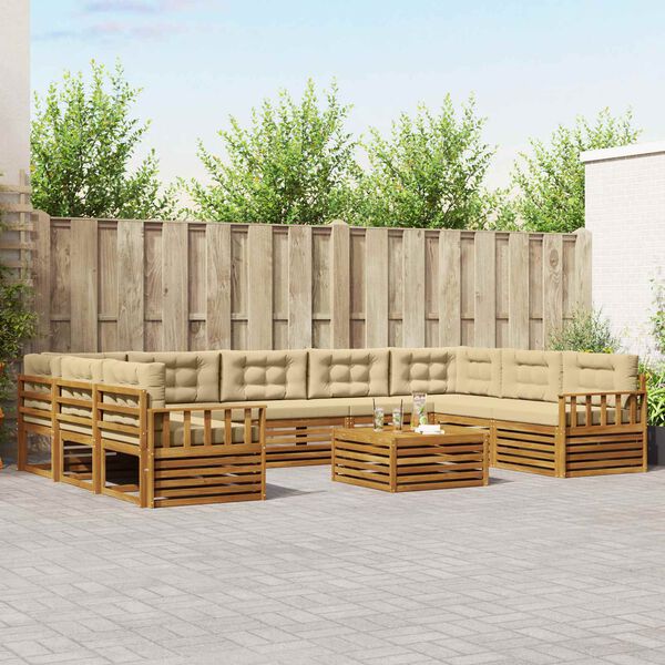 vidaXL Ensembles de canap&eacute;s avec coussin 10 pcs Naturel et Beige