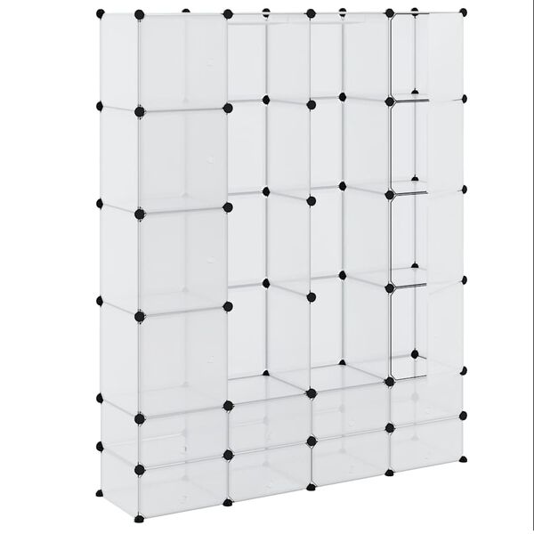 vidaXL Cabinet modulable avec 18 compartiments blanc 37x146x180,5 cm