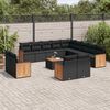 vidaXL Salon de jardin avec coussins 14 pcs noir r&eacute;sine tress&eacute;e