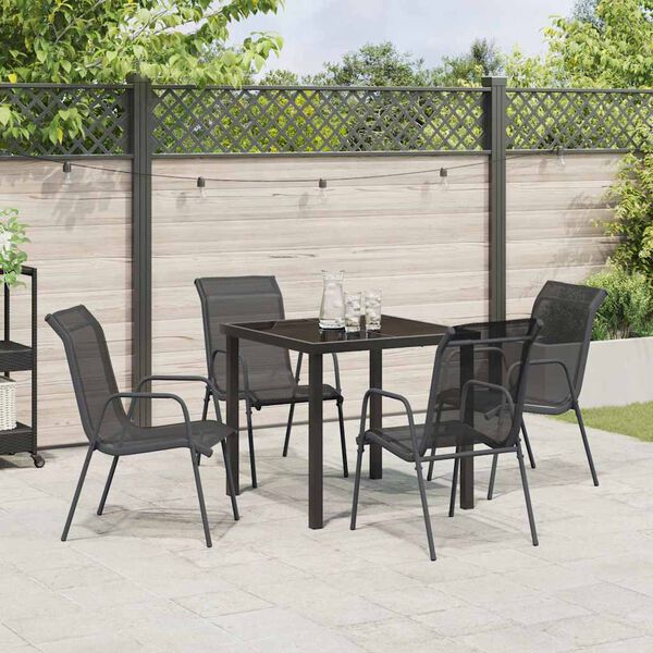 vidaXL Ensemble de salle &agrave; manger pour jardin 5 pcs Noir