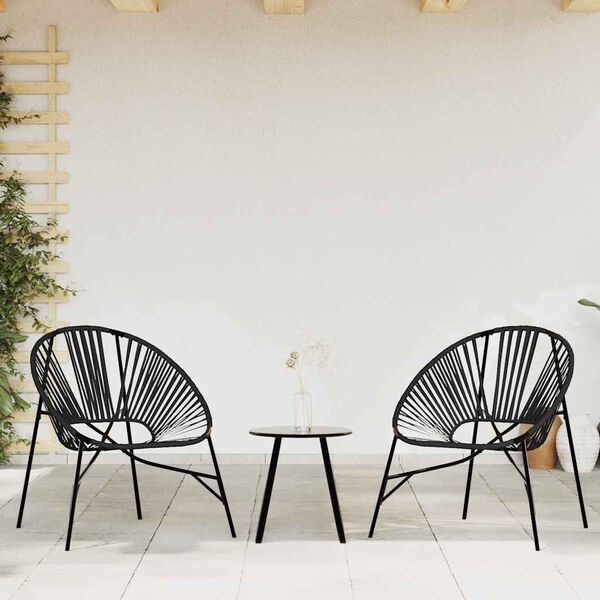 vidaXL Lot de 3 Chaise de jardin noir résine tressée
