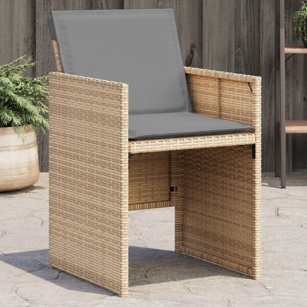 vidaXL Chaises de jardin avec coussins lot de 4 m&eacute;lange beige