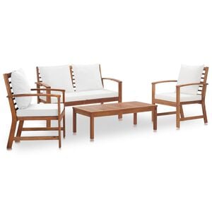vidaXL Salon de jardin 4 pcs avec coussins Bois d'acacia solide