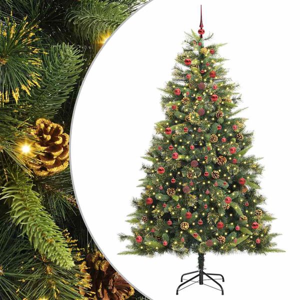 vidaXL Sapin de No&euml;l artificiel avec branches pliables et c&ocirc;nes 240 cm