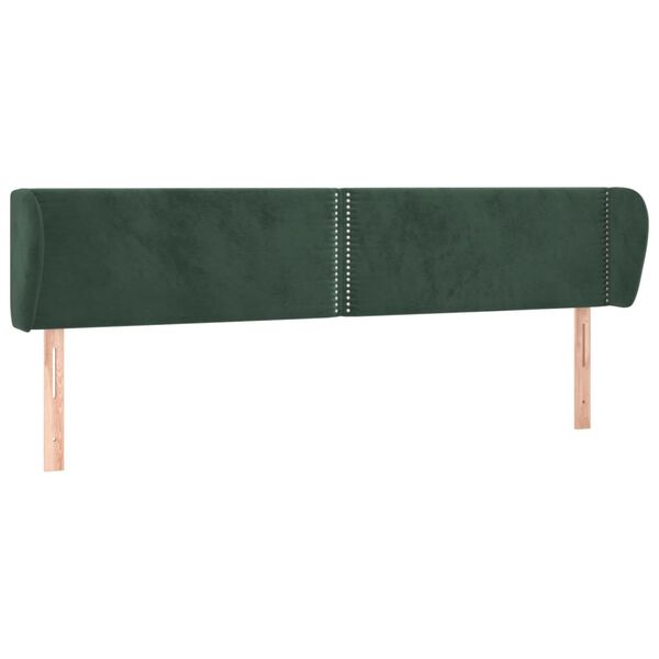 vidaXL T&ecirc;te de lit avec oreilles Vert fonc&eacute; 183x23x78/88 cm Velours