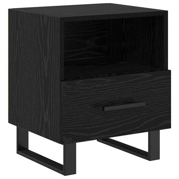 vidaXL Cabinet de chevet avec tiroir Ch&ecirc;ne noir 40 x 35 x 47,5 cm