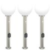 vidaXL Bornes lumineuses avec d&eacute;tecteur et prise lot de 3 80 cm acier inoxydable IP44