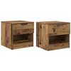 vidaXL Armoire de lit avec tiroir 2 pcs Bois ancien 40 x 39 x 40cm