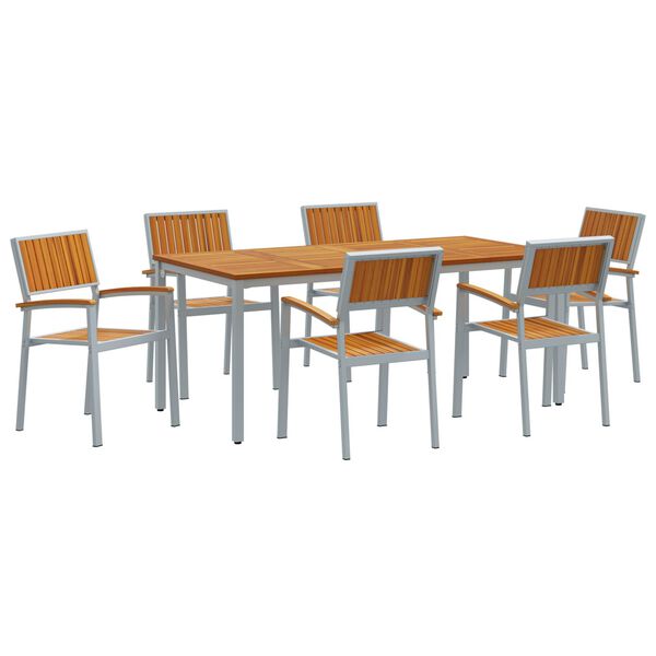 vidaXL Ensemble de salle à manger pour jardin 7 pcs Gris