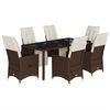 vidaXL Ensemble de bistro de jardin 7 pcs coussins marron poly rotin