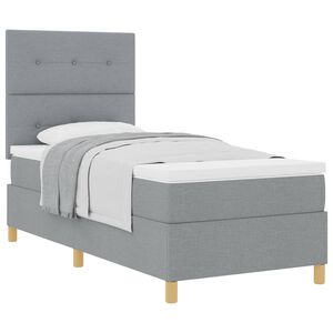 vidaXL Lit &agrave; ressorts avec matelas Gris clair 80 x 200 cm tissu