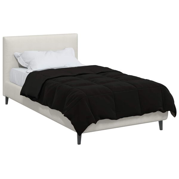 vidaXL Duvet d'&eacute;t&eacute; simple Matelass&eacute; Noir 155 x 200 cm Microfibre