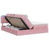 vidaXL Lit de rangement LED avec matelas Rose 180 x 200 cm Velours