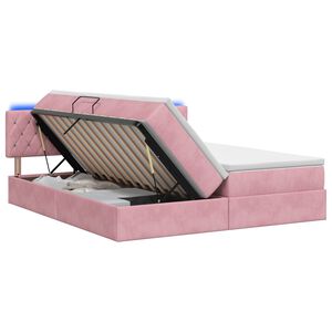 vidaXL Lit de rangement LED avec matelas Rose 180 x 200 cm Velours