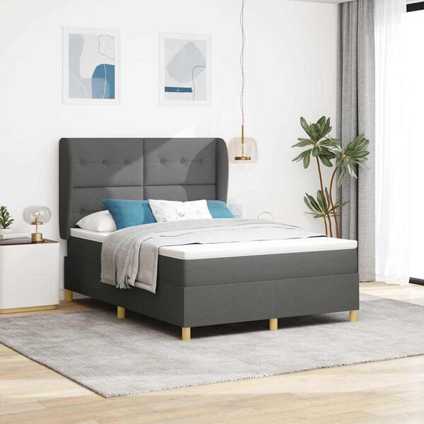 vidaXL Lit &agrave; ressorts avec matelas gris fonc&eacute; 90x190 cm Gris fonc&eacute;