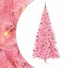 vidaXL Sapin de No&euml;l avec &eacute;clairage LED Rose 210 cm PVC et Acier