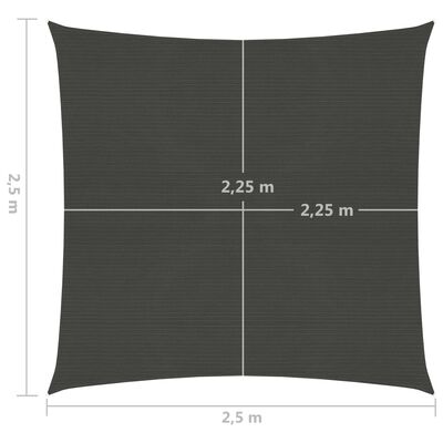 vidaXL Voile d'ombrage 160 g/m² Anthracite 2,5x2,5 m PEHD