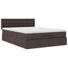 vidaXL Lit ottoman avec matelas et LED marron fonc&eacute; 140x190 cm tissu