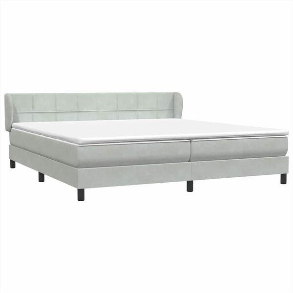 vidaXL Sommier &agrave; lattes de lit et matelas gris clair 180x210cm velours