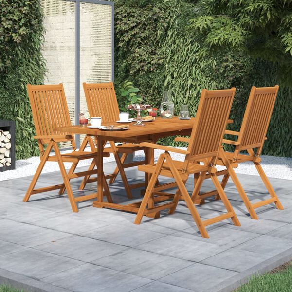 vidaXL Ensemble &agrave; manger de jardin 5 pcs Bois d'acacia massif 120-170 cm