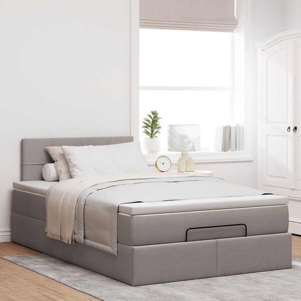 VidaXL Cadre de lit ottoman avec matelas taupe 120x190 cm tissu