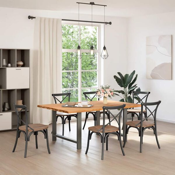 vidaXL Table à manger marron clair bois de chêne massif rectangulaire