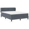 vidaXL Lit &agrave; ressorts avec matelas Gris fonc&eacute; 140 x 190 cm Velours