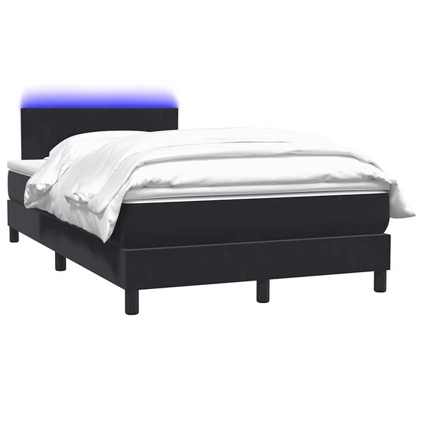 vidaXL Sommier &agrave; lattes de lit avec matelas et LED noir 120x220 cm velours