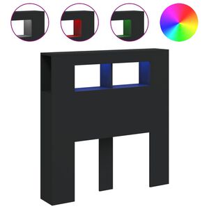 vidaXL T&ecirc;te de lit &agrave; LED noir 100x18,5x103,5 cm bois d'ing&eacute;nierie