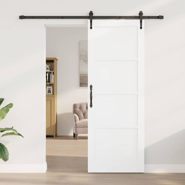 vidaXL Porte coulissante ORKDAL Blanc et Noir 78 x 211 cm Pin massif
