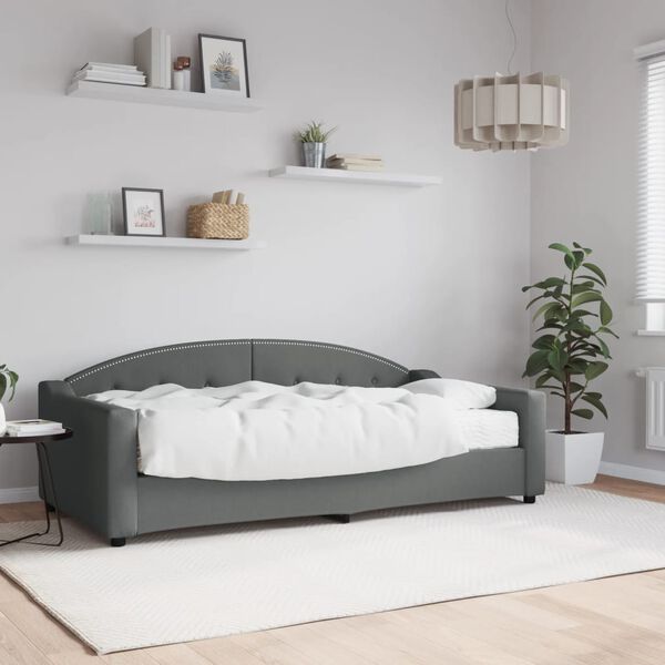 vidaXL Lit de jour avec matelas gris fonc&eacute; 90x190 cm tissu