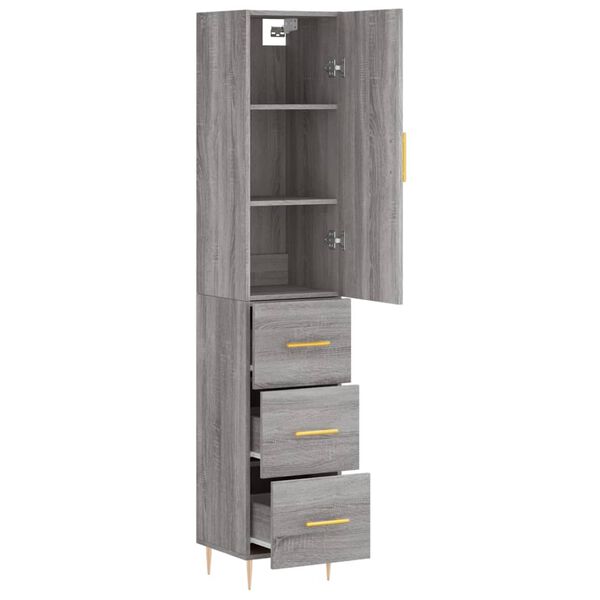 vidaXL Buffet haut Sonoma gris 34,5x34x180 cm Bois d'ing&eacute;nierie
