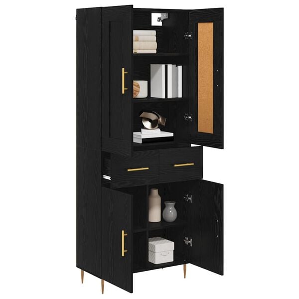 vidaXL Haut Armoire Ch&ecirc;ne noir 69,5 x 34 x 180 cm Bois d'ing&eacute;nierie