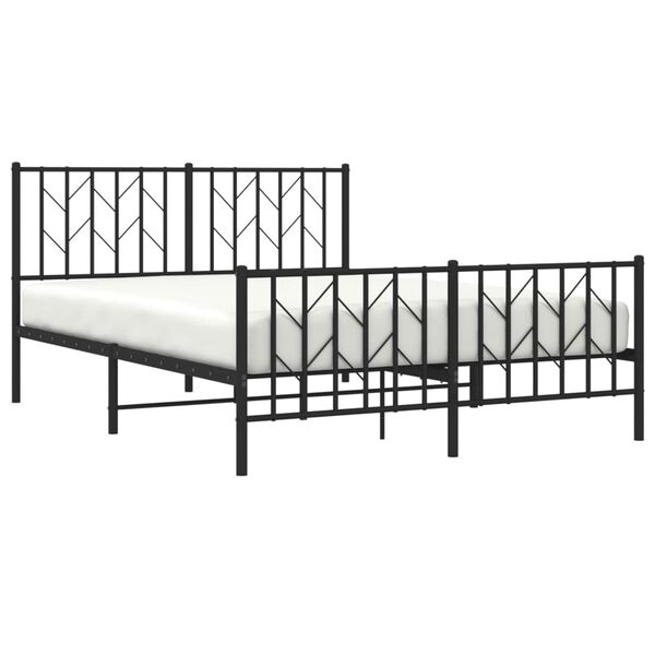 vidaXL Cadre de lit m&eacute;tal sans matelas avec pied de lit noir 140x200cm