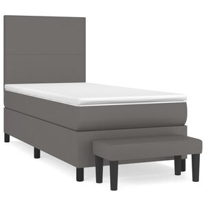 vidaXL Sommier &agrave; lattes de lit avec matelas Gris 90x190 cm Similicuir