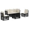 vidaXL Ensemble de canap&eacute; de jardin 6 pc Noir polyrotin