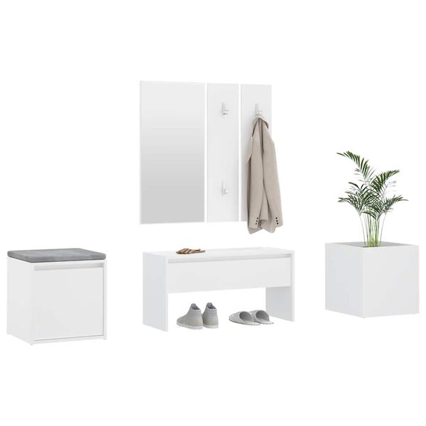 vidaXL Ensemble de meubles de couloir Blanc Bois d'ing&eacute;nierie