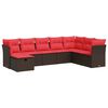 vidaXL Salon de jardin 8 pcs avec coussins marron r&eacute;sine tress&eacute;e