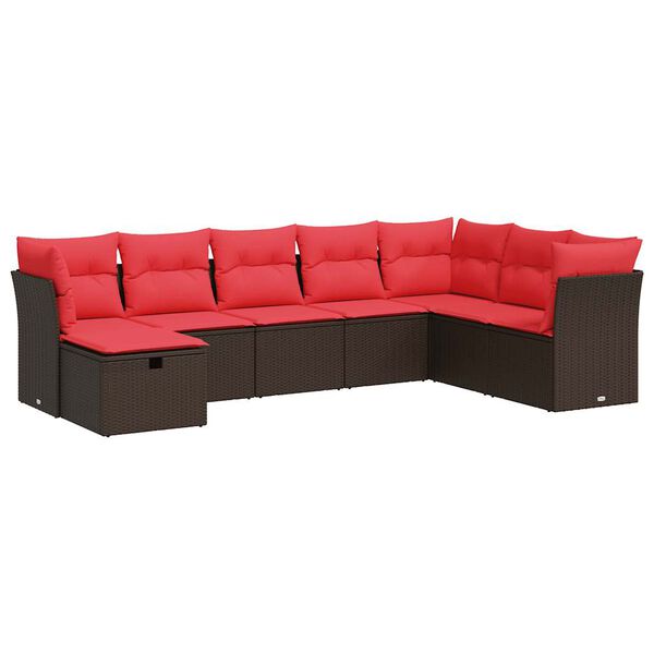 vidaXL Salon de jardin 8 pcs avec coussins marron r&eacute;sine tress&eacute;e