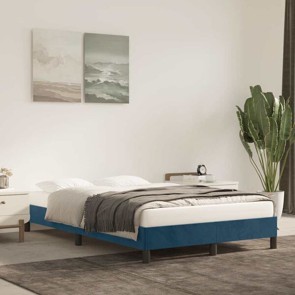 vidaXL Cadre de lit sans matelas bleu fonc&eacute; 120x190 cm velours