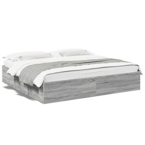 vidaXL Cadre de lit sans matelas sonoma gris 200x200 cm