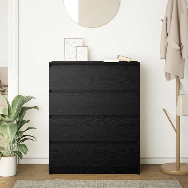 vidaXL Buffet ch&ecirc;ne noir 80x35x99 cm bois d&rsquo;ing&eacute;nierie