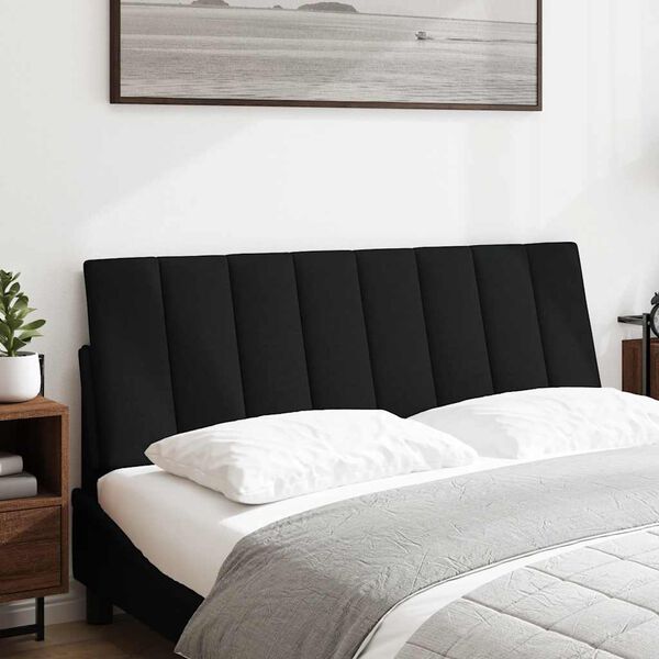 vidaXL Coussin de t&ecirc;te de lit Hanko noir 140 cm tissu