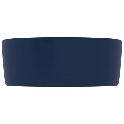 vidaXL Lavabo rond de luxe Bleu foncé mat 40x15 cm Céramique