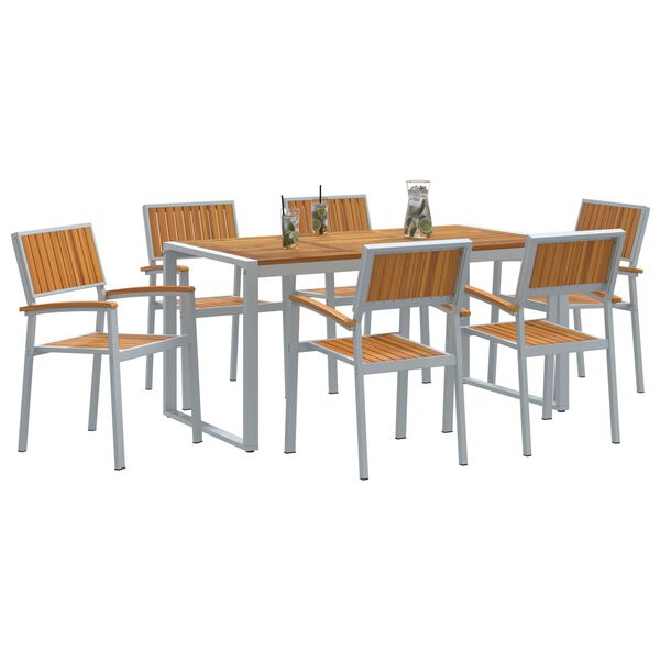 vidaXL Ensemble de salle à manger pour jardin 7 pcs Gris et marron